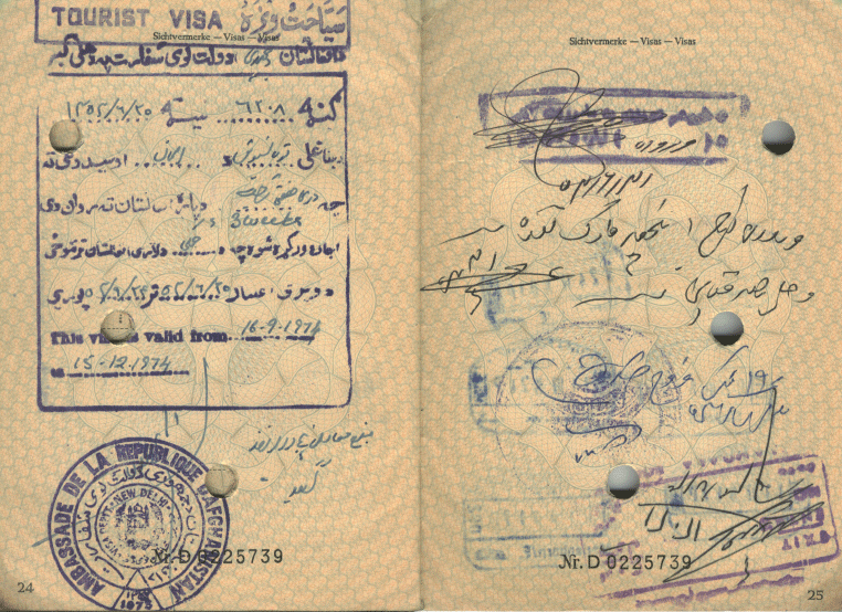 Visa Afghanistan 1974