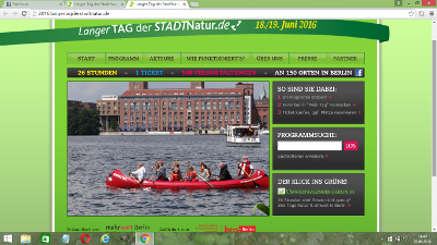 Bildschirmfoto von der Homepage von Langer TAG der STADTNatur in Berlin aus dem Jahre 2016.